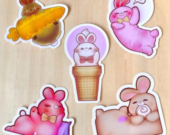 Kawaii Bunny Vinyl Stickers, Cute Animal Laptop Stickers