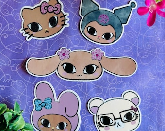 Sanrio Summer Stickers – Cute Kawaii Characters | Handmade Vinyl Stickers for Water Bottles, Laptops, Journals