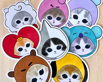 BT21 Inspired Cat Stickers – Waterproof Vinyl Decals, Kawaii Fan Art