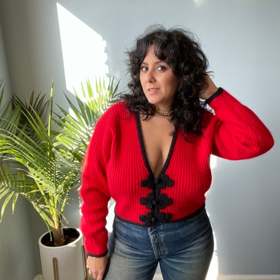 Vintage Cropped Ribbed Oversized Silk & Angora Car