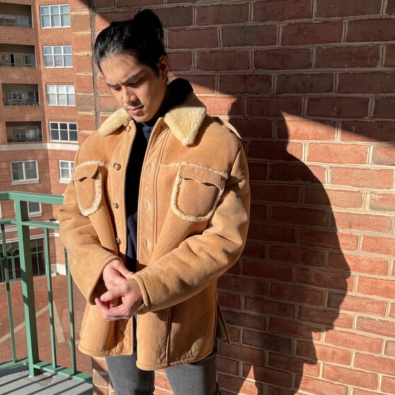 Vintage 70s Sheepskin Shearling Shirt Jacket