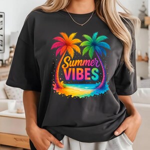 Summer Vibes Png, Sublimation Design, vacation Shirt Design, Colorful Summer Clipart, Beach Digital Image, Tropical Png, Instant Download