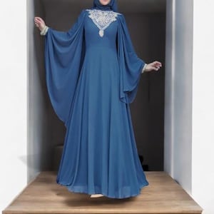 Moroccan Evening Caftan Dress: Muslim Abaya Jalabiya Robe