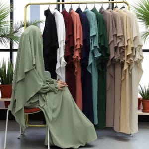 Ramadan Modest Muslim Women Dresses with Headscarf | Abaya Kaftan Robe Jellabiya | Morocco Dubai Turkey Islamic Vestidos Arab Style