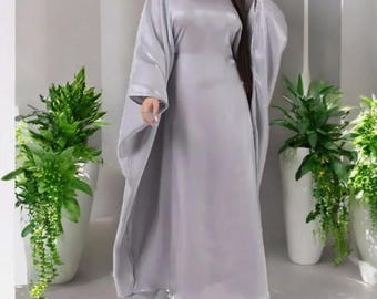 Luxury Batwing Satin Abaya: Dubai Kaftan Maxi Dress