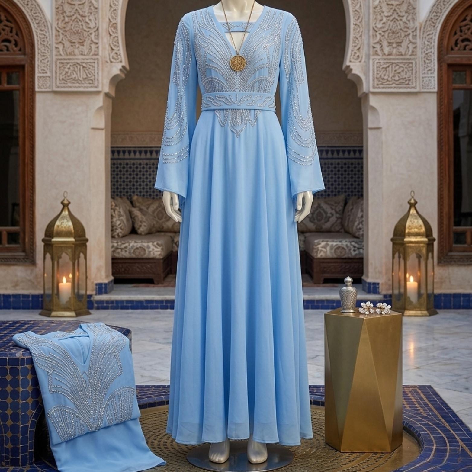 sachin and babi light blue dress Islamic Party Dresses