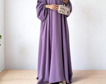 Solid Maxi Abaya Dress: Elegant Ramadan Caftan