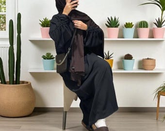 Lace-Up Sleeve Abaya Kaftan: Islamic Modest Dress
