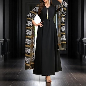Eid Dubai Abayas for Women – Embroidery Muslim Dress – Ramadan Tassel Kaftan, Turkey Robe, Jellabiya, Caftan Marcaine, Djellaba