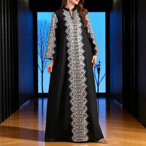 Eid Muslim Dress for Women – Elegant Dubai Embroidery Caftan – Ramadan Party Abaya, Moroccan Jellabiya, Kebaya Robe Femme