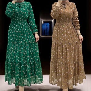 Arab Long Robe Muslim Dress – Flower Print Kaftan Abaya for Women – Ramadan Jalabiya Dubai Morocco Dresses Vestidos Islam