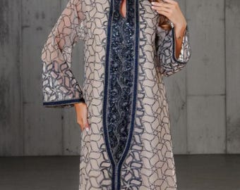 Embroidered Abaya Robe – Luxury Evening Dress for Women, Muslim Modest Fashion