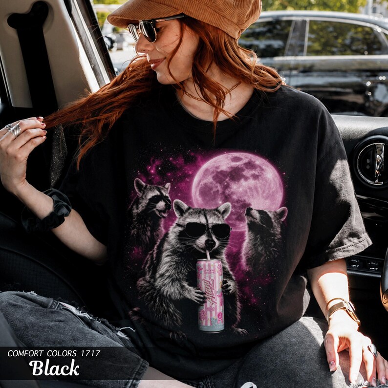 Raccoon Alani Nu Shirt, Comfort Colors Garment-Dyed Tee, Funny Energy Drink Lover image 5