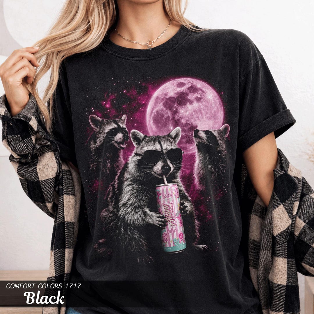 超レア　ミスチル桜井Lucky Raccoon ラッキーラクーン Tシャツ Raccoon Energy Drink Shirt, Comfort Colors Garment-dyed Tee, Pink
