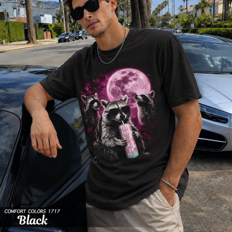 Raccoon Alani Nu Shirt, Comfort Colors Garment-Dyed Tee, Funny Energy Drink Lover image 4