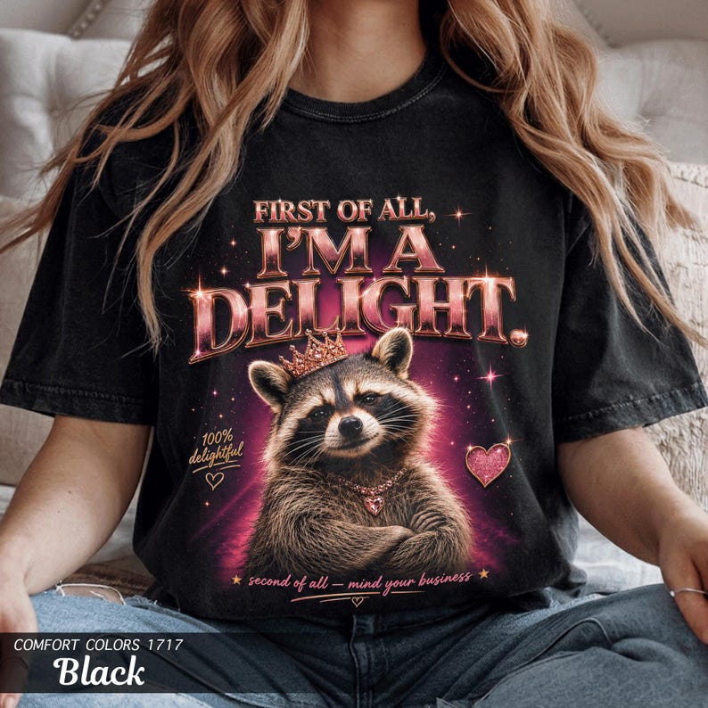 Raccoon Im a Delight Shirt, Comfort Colors Garment-Dyed Tee, Sassy Queen Gift for Her afbeelding 6