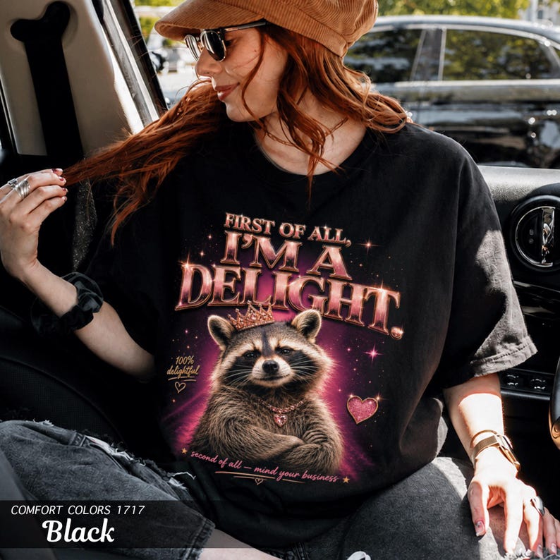 Raccoon Im a Delight Shirt, Comfort Colors Garment-Dyed Tee, Sassy Queen Gift for Her afbeelding 3