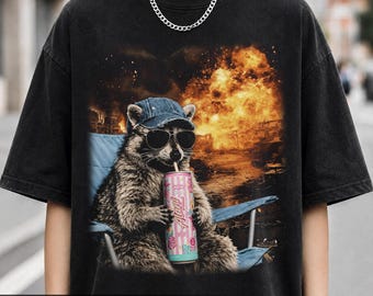 Comfort Colors Raccoon Pink Drink Shirt, Funny Meme Tee, Energy Drink Gift
