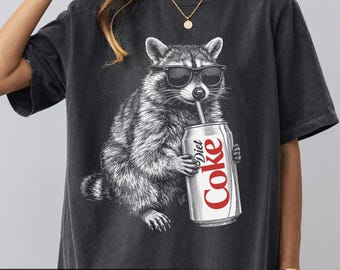 Raccoon Diet Coke Shirt, Comfort Colors Garment-Dyed Tee, Beverage Humor Gift