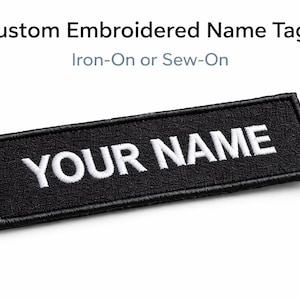 Custom Embroidered Name Patch, Iron-On or Velcro Uniform Label