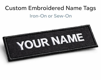 Custom Embroidered Name Patch, Iron-On or Velcro Uniform Label