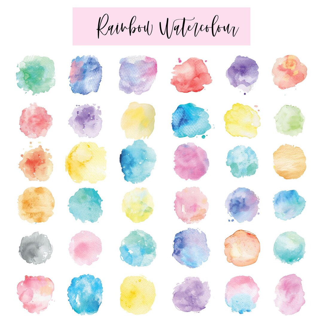 Watercolor Clipart Bundle – Rainbow Pastel Paint Splash (png, Svg, Ai ...