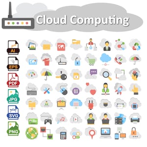Cloud Computing Icon Set: Digital Transformation Graphics (ai, eps, pdf, png, svg)