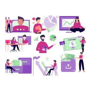 Office Work Illustration – Business Workspace Digital Art (EPS, SVG) - Etsy