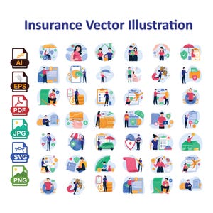 Insurance Vector Illustration Pack – Life, Health, Property & Financial Security Concepts