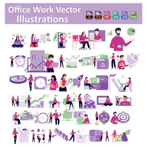Office Work Illustration – Business Workspace Digital Art (EPS, SVG) - Etsy
