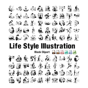 Daily Lifestyle Vector Illustrations | Cozy Home Life Clipart | Self Care, Reading, Coffee, Work From Home | Digital Download AI, EPS, JPG