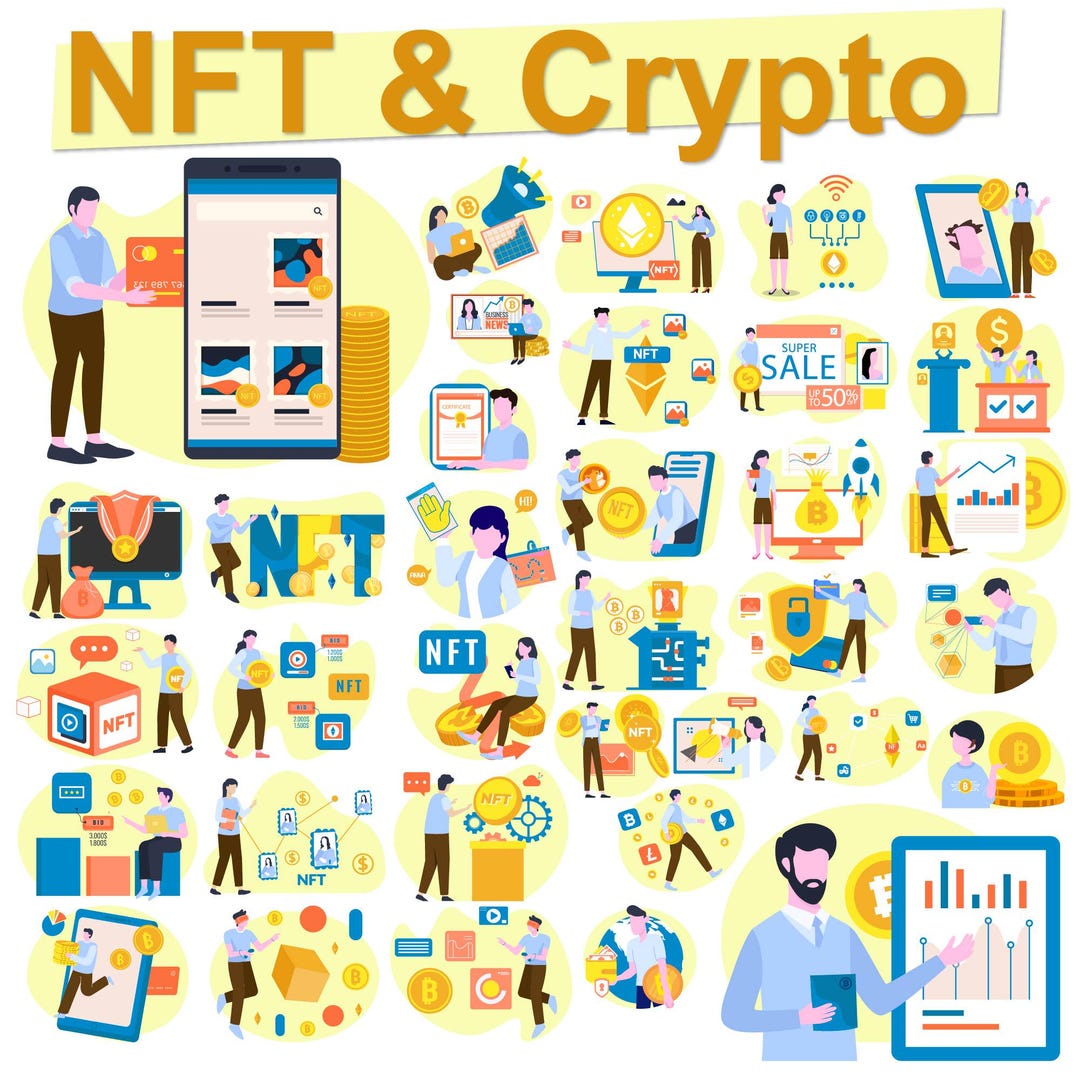 NFT & Crypto Illustrations | Blockchain, Bitcoin, Ethereum or Web3 Artwork  in SVG-EPS Formats for Digital Money, Tokens, and Collectibles - Etsy Israel