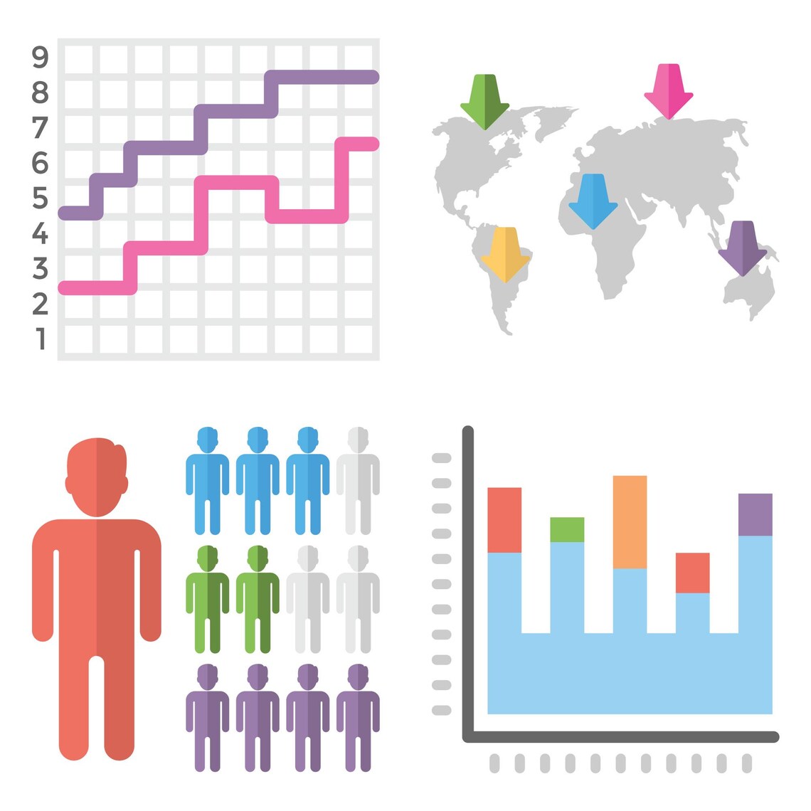 Graph Chart Vector Icons | Flat Data Visualization Icon Set ...