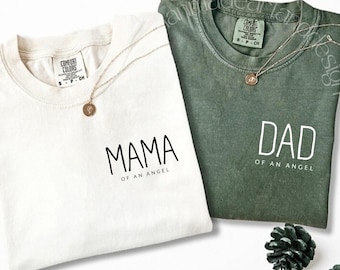Shirt mama en papa van een engel – Comfort Colors® Memorial T-shirt – Cadeau voor verlies van zwangerschap – Herdenking verlies baby – Herinnering doodgeboorte