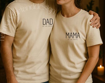 Shirt mama en papa van een engel – Comfort Colors® Memorial T-shirt – Cadeau voor verlies van zwangerschap – Herdenking verlies baby – Herinnering doodgeboorte