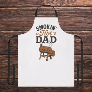 Apron, Smokin Hot Dad, Fathers Day Gift, Meat Lovers, Grilling Apron, Dad Gift, 5-Color Straps, Smoker Apron, Birthday Gift for Dad, BBQ