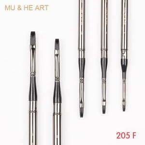Artist Tool Gun Plated Brass Cap Flat Head Travel Mini Pen Squirrel Hair Mixed Artist Watercolour Painting Brush 205F