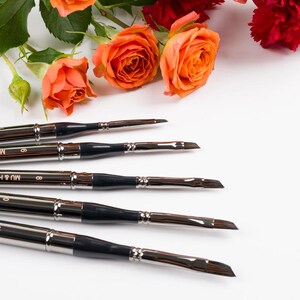 Eekhoornhaar gemengd kunstenaar aquarel penselen pistool verguld messing dop platte kop reizen mini-pen 205S