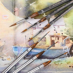 Pure Kolinsky Hair Mini Travel Pen Kunstenaar Aquarel Acryl Olieverf Borstel Tool Zilveren Dopje Ronde Sable 106R