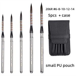 Squirrel Hair Mixed Artist Watercolour Painting Brush Tool Nickel Plated Brass Cap Round Head Travel Mini Pen 206R