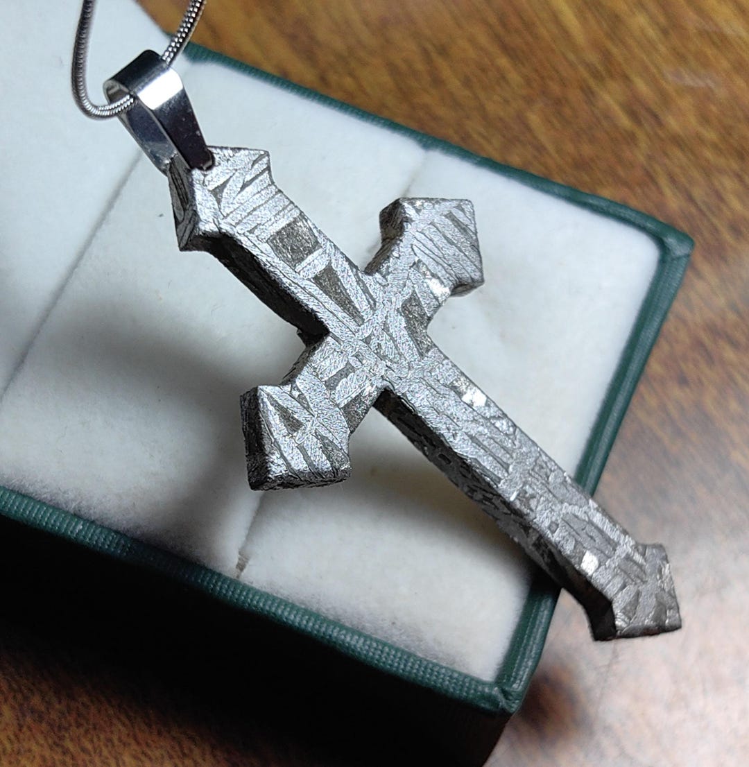 Muonionalusta Iron Meteorite Cross Pendant Necklace - Etsy