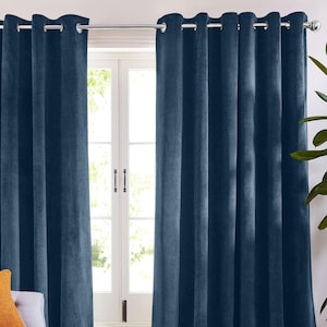 Premium Heavy Dark Blue Velvet Curtains | Extra Long, Thick Luxury Drapes | Custom Made | Blackout & Thermal Options