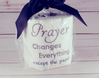 Change the Toilet Paper, Embroidered Paper, FREE Gift Box, White Elephant Gift, Novelty Gift, Gag Gift