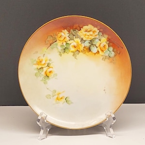 Hand Painted Yellow Rose Vintage Austrian Plate
