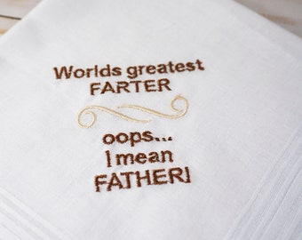 Funny Gift For Dad, Gift for Dad, Men's Handkerchief, Embroidered Handkerchief, Personalized Fathers Birthday Day Gift