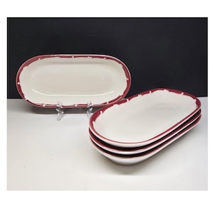 Syracuse China Red Crest Serving Dishes Restaurant Ware Hotel China Set of 4