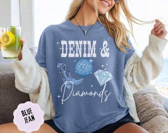 Denim and Diamonds Bachelorette T-Shirt: Vintage Style Bridal Party Tee