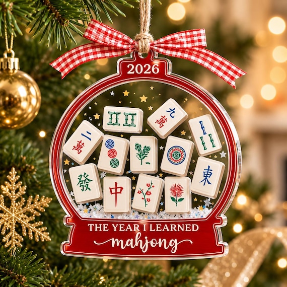 Personalized The Year I Learned Mahjong Ornament, Funny Mahjong Group Gift, Christmas Gift For Mahjong Club 2026, Mahjong Players Gift