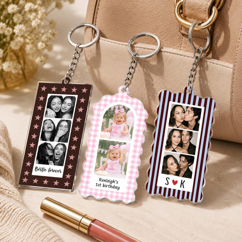Personalized Checkered Frame Photo Magnet, Custom Family Photo Magnet, Besties Photo Manget, Couples Photo Magnet, Dog Cat Photo Magnet image 14