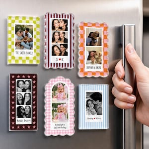 Personalized Checkered Frame Photo Magnet, Custom Family Photo Magnet, Besties Photo Manget, Couples Photo Magnet, Dog Cat Photo Magnet